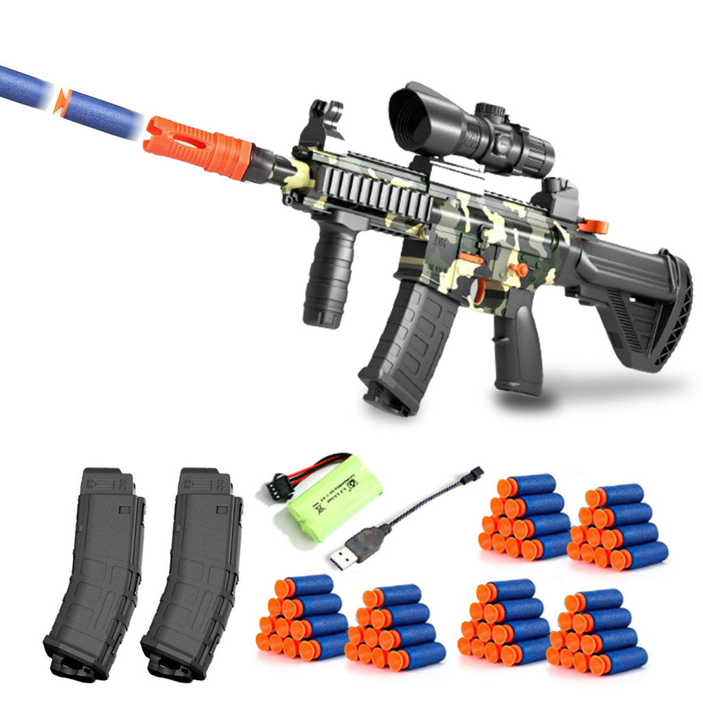 [Foam F3]M416 Full Auto & Manual Foam Blaster Gun, with Scope 60 Darts & 2 Magazines