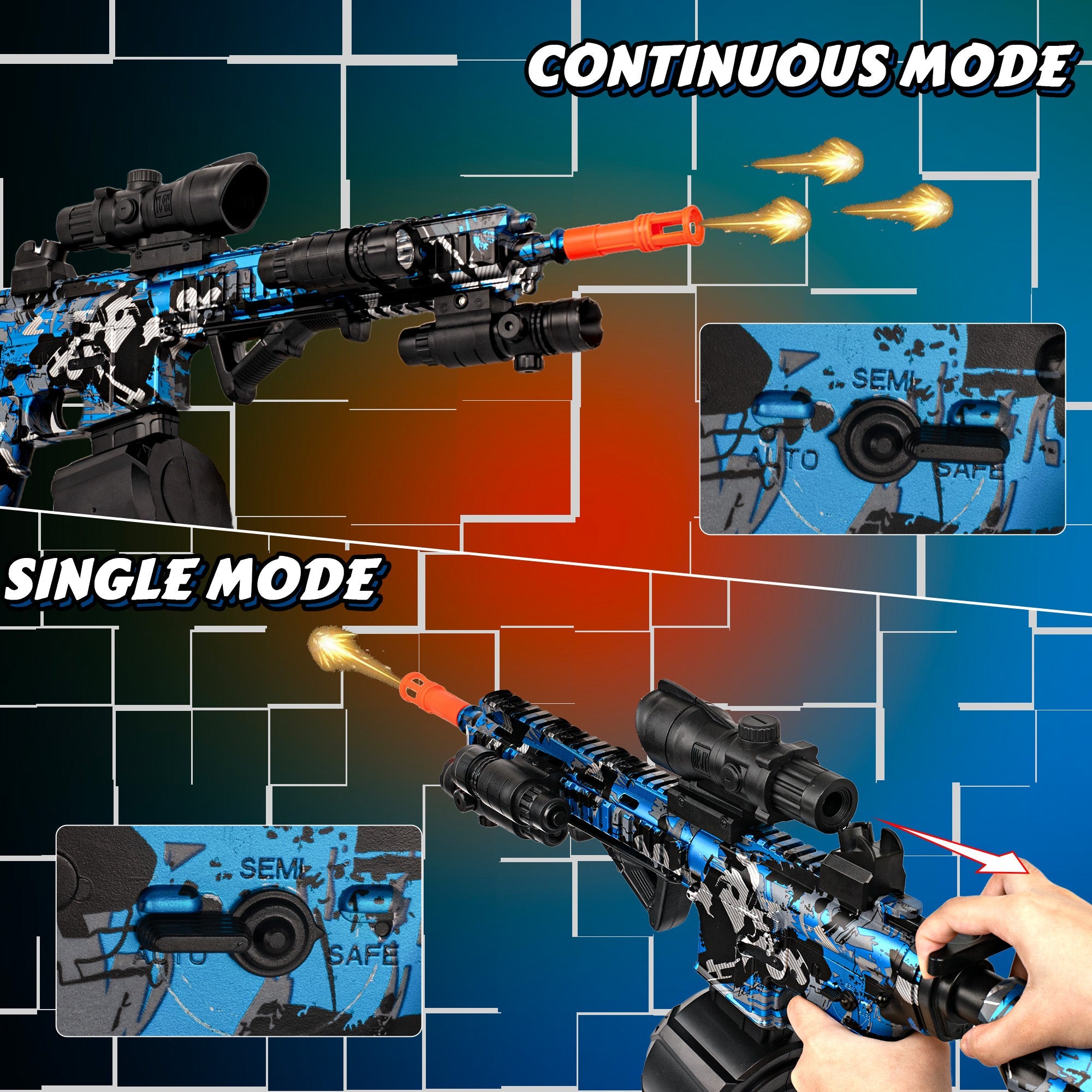 [Mate P3] Full Sets HK416 Blue Full Auto & Manual Gel Blaster