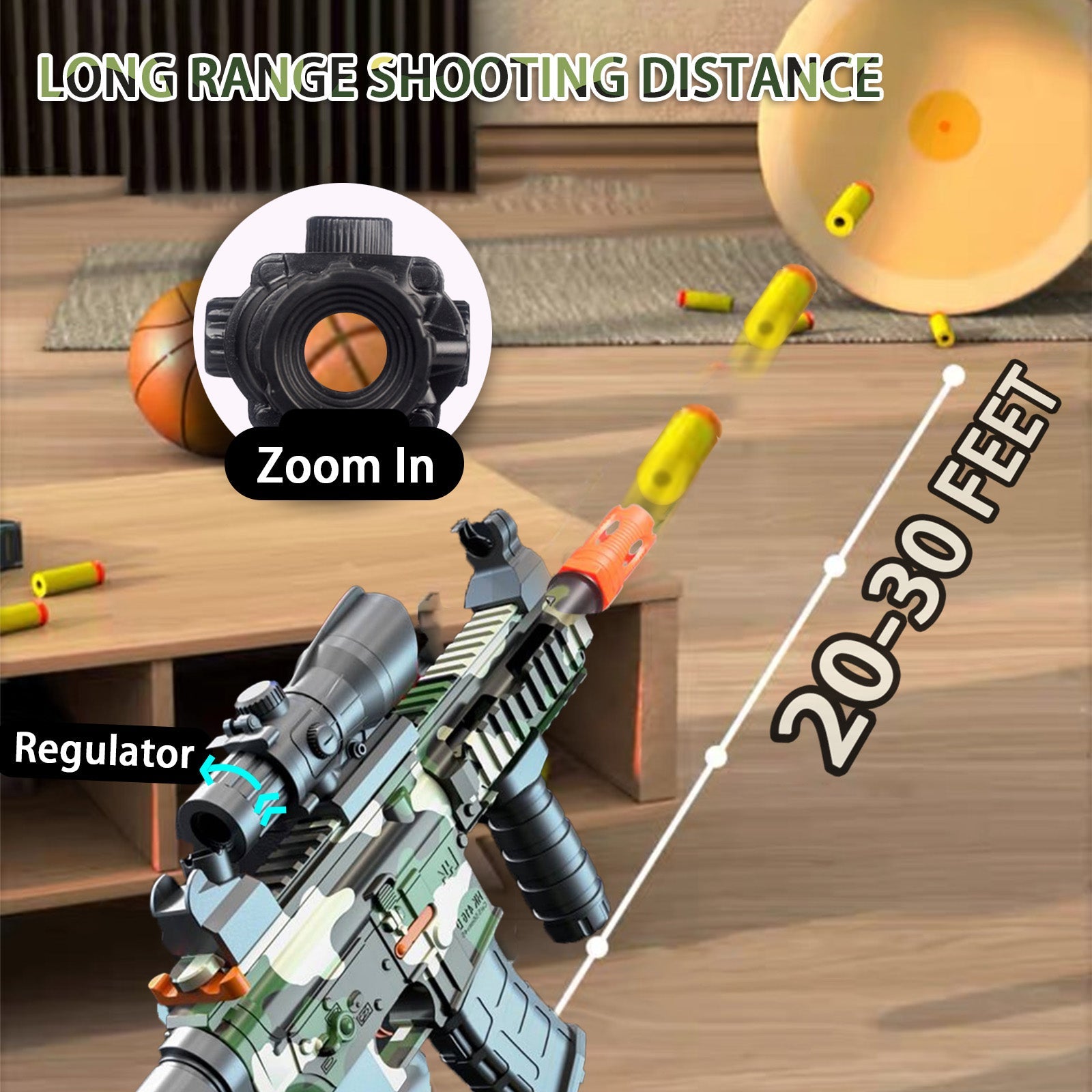 [Foam F1]M416 Full Auto Foam Blaster Gun, with Scope 40 Darts & 2 Magazines