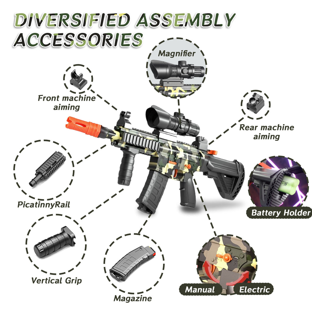 [Foam F3]M416 Full Auto & Manual Foam Blaster Gun, with Scope 60 Darts & 2 Magazines