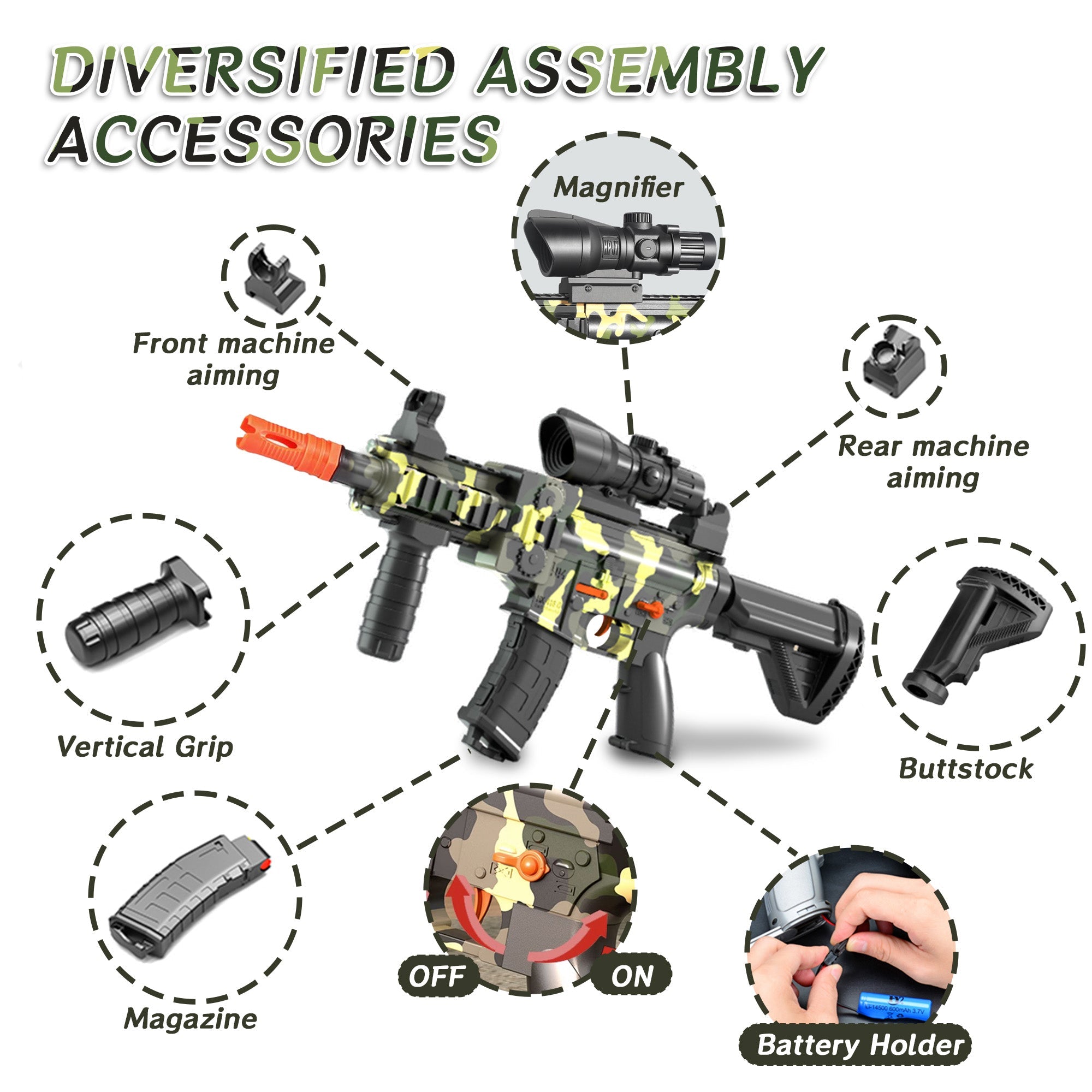 [Foam F1]M416 Full Auto Foam Blaster Gun, with Scope 40 Darts & 2 Magazines
